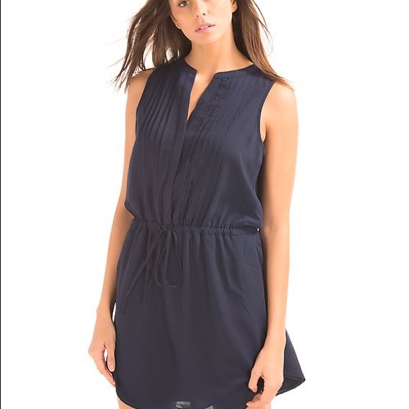 Gap Navy Pin-tuck Sleeveless Tie-Waist Dress - Picture 2 of 5